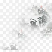 中国风山峰绘画效果