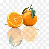 唯美精美水果橘子橙子倒影