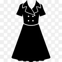 老式的黑色礼服设计风格图标