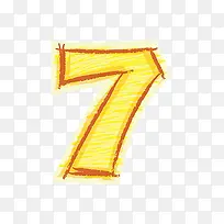 橙色手绘字母数字7