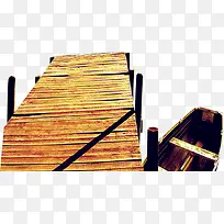 湖边木桥小船装饰