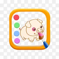 水彩笔描画的小猪