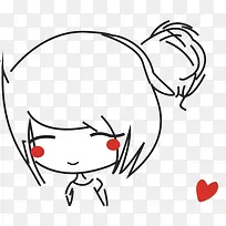 卡通可爱少女脸红表情