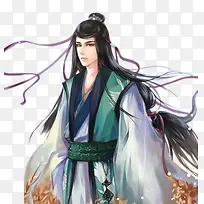 创意合成效果长发飘飘的男子形象
