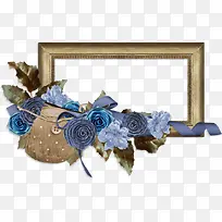 欧式木质蓝色玫瑰花相框