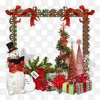 圣诞雪人及礼盒装饰边框