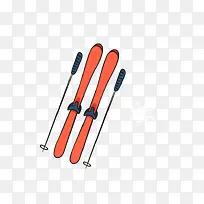 滑雪滑冰冬季玩耍卡通矢量素材