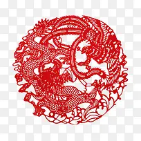 游龙戏凤剪纸