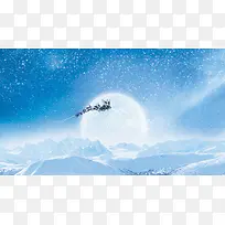 雪夜圣诞老人的麋鹿海报背景