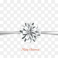 银色丝带花圣诞贺卡矢量素材