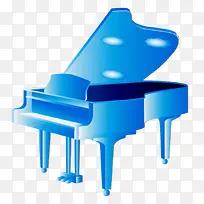 手绘蓝色钢琴