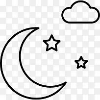 半个月亮星星和云图标