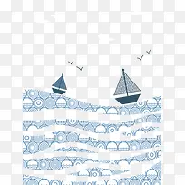 矢量卡通手绘海洋帆船