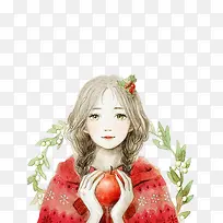 手绘麻花辫女孩