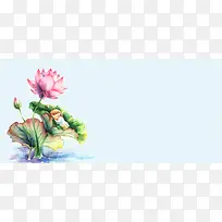 水彩手绘女孩背景