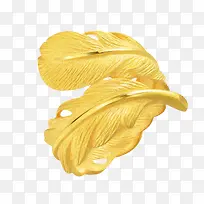 金属质感黄金树叶形状