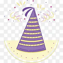紫色条纹生日帽