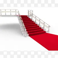 白色楼梯红色地毯