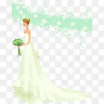 新娘侧身婚纱照矢量素材