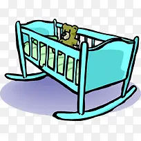 蓝色的卡通婴儿床