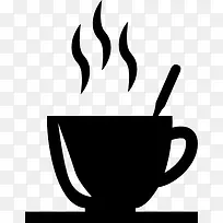 热咖啡杯，用勺子在它图标