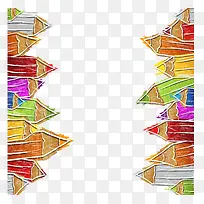 铅笔手绘彩色边框矢量图