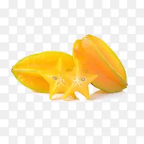 两个鲜黄的成熟杨桃