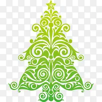 绿色圣诞树剪纸素材