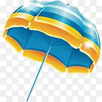 夏日海报手绘蓝黄条纹太阳伞