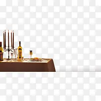 精致餐桌蜡烛红酒实物素材