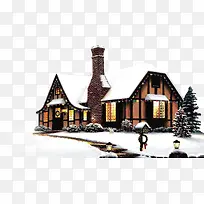 堆满白雪的小房子