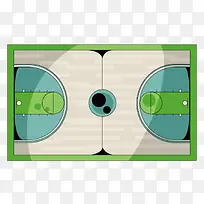 矢量绿色卡通篮球场