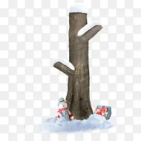 雪地大树场景造型