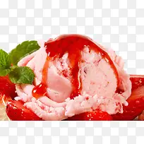 草莓冰淇淋球高清素材