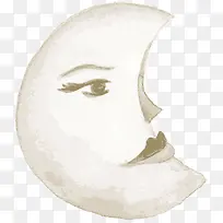 手绘人脸月亮