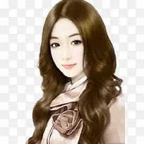 长卷发清秀女子图片