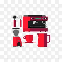 红色咖啡机矢量图