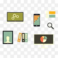 扁平化办公用品矢量图