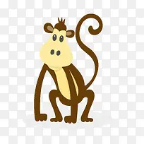矢量棕色卡通可爱的小猴子