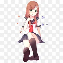 甜美清纯卡通制服少女