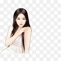 白衣长发清纯少女手绘
