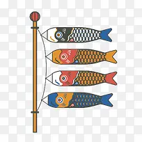 日本民俗彩色鲤鱼旗