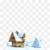 雪中小木屋素材