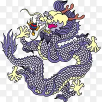 手绘紫色中国龙腾矢量图