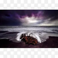 紫色云彩大海壁纸