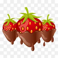 沾满巧克力的草莓插画