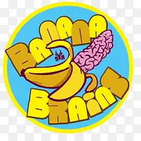 卡通香蕉人脑装饰标签