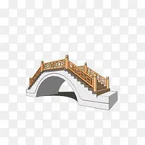 仿古中式木栏杆拱桥