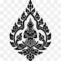 泰国佛像黑色花纹素材