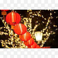 唯美庆典红灯笼夜景